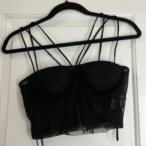 Black lace crop top